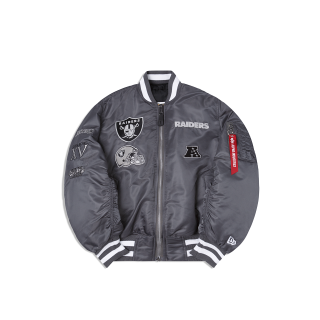 Alpha Industries X Las Vegas Raiders Gray MA-1 Bomber Jacket