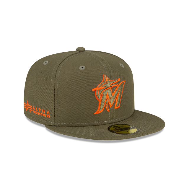 Alpha Industries X Miami Marlins Green 59FIFTY Fitted Hat - Image 3