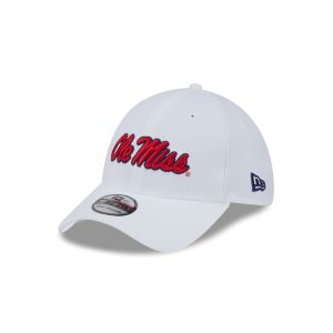 Mississippi Rebels Optic White 39THIRTY Stretch Fit Hat