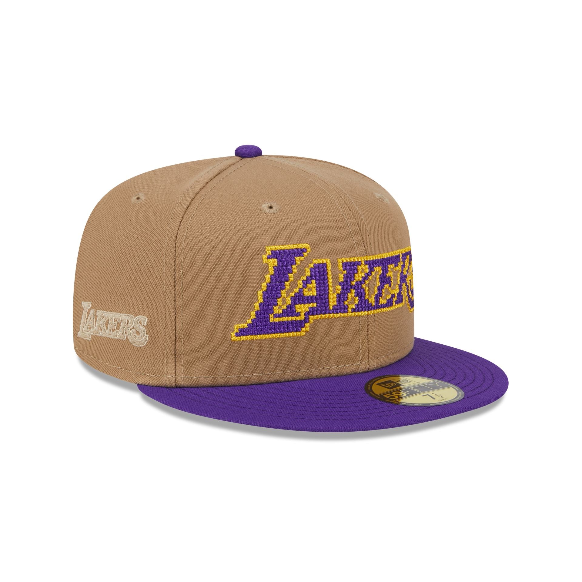 Los Angeles Lakers Classic 8-Bit Wordmark 59FIFTY Fitted Hat - Image 3