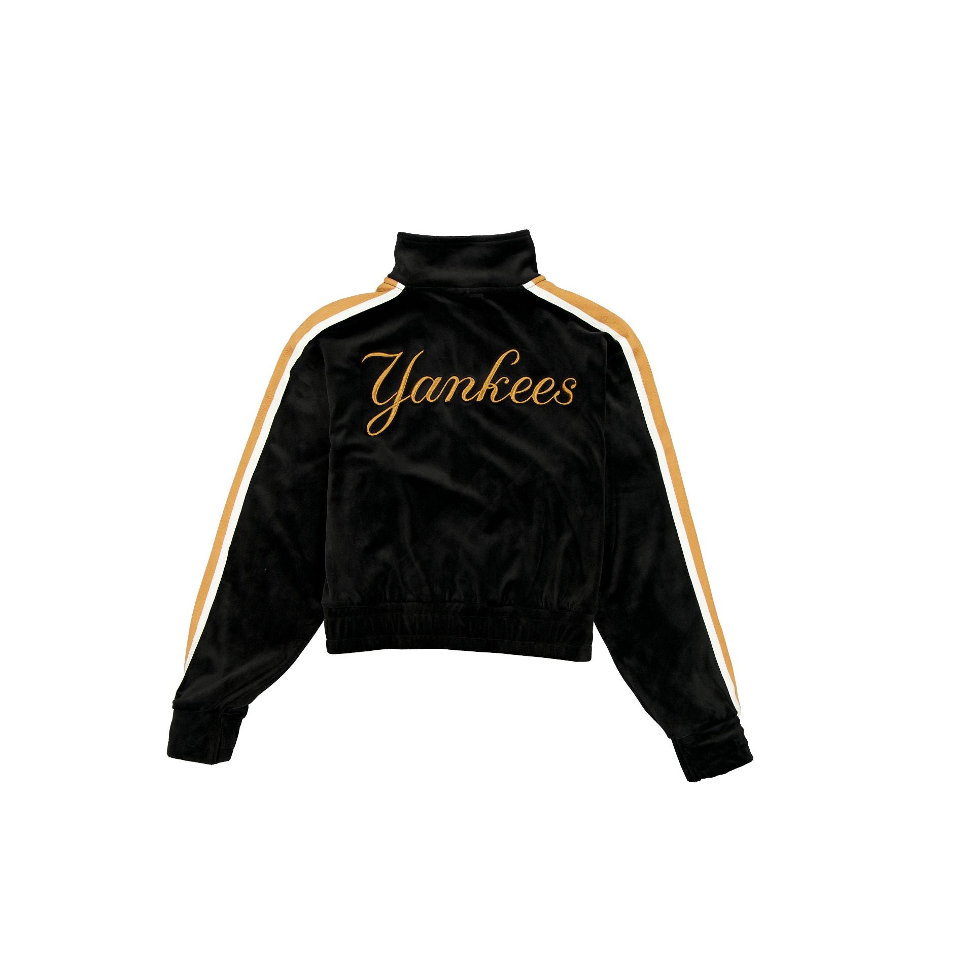 New York Yankees Women's Black Velour Track Jacket - Image 2