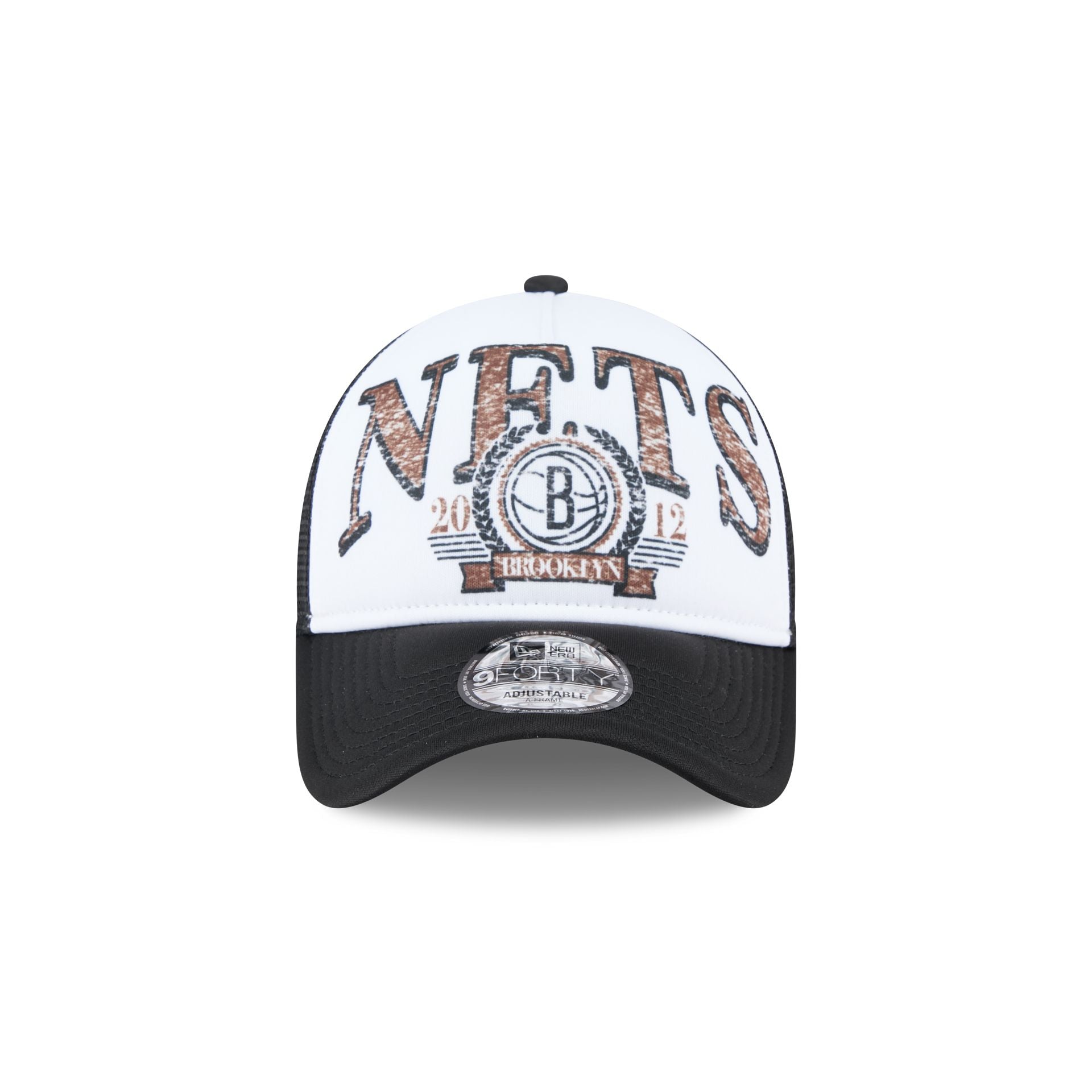 Brooklyn Nets Distressed 9FORTY A-Frame Trucker Hat - Image 2