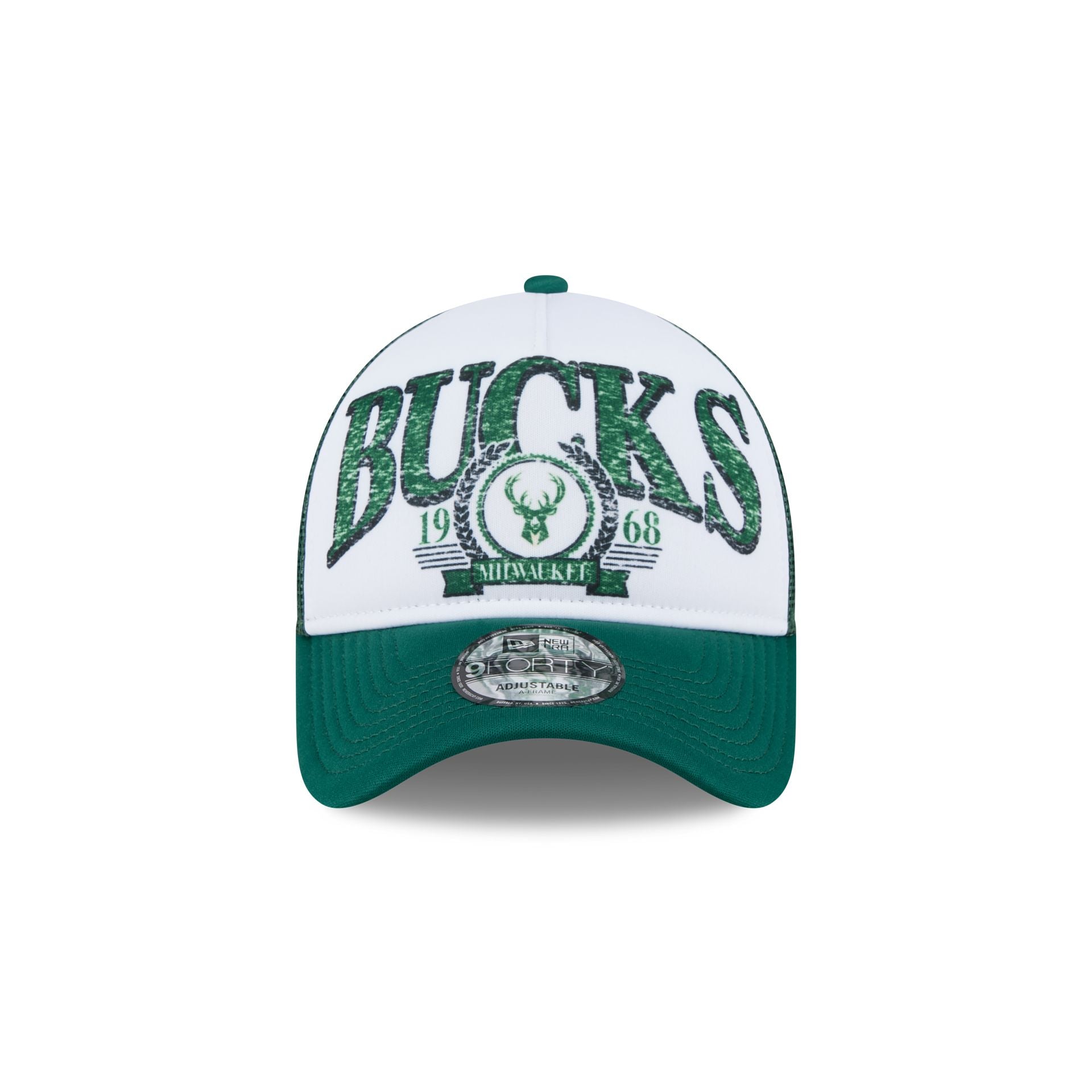 Milwaukee Bucks Distressed 9FORTY A-Frame Trucker Hat - Image 2