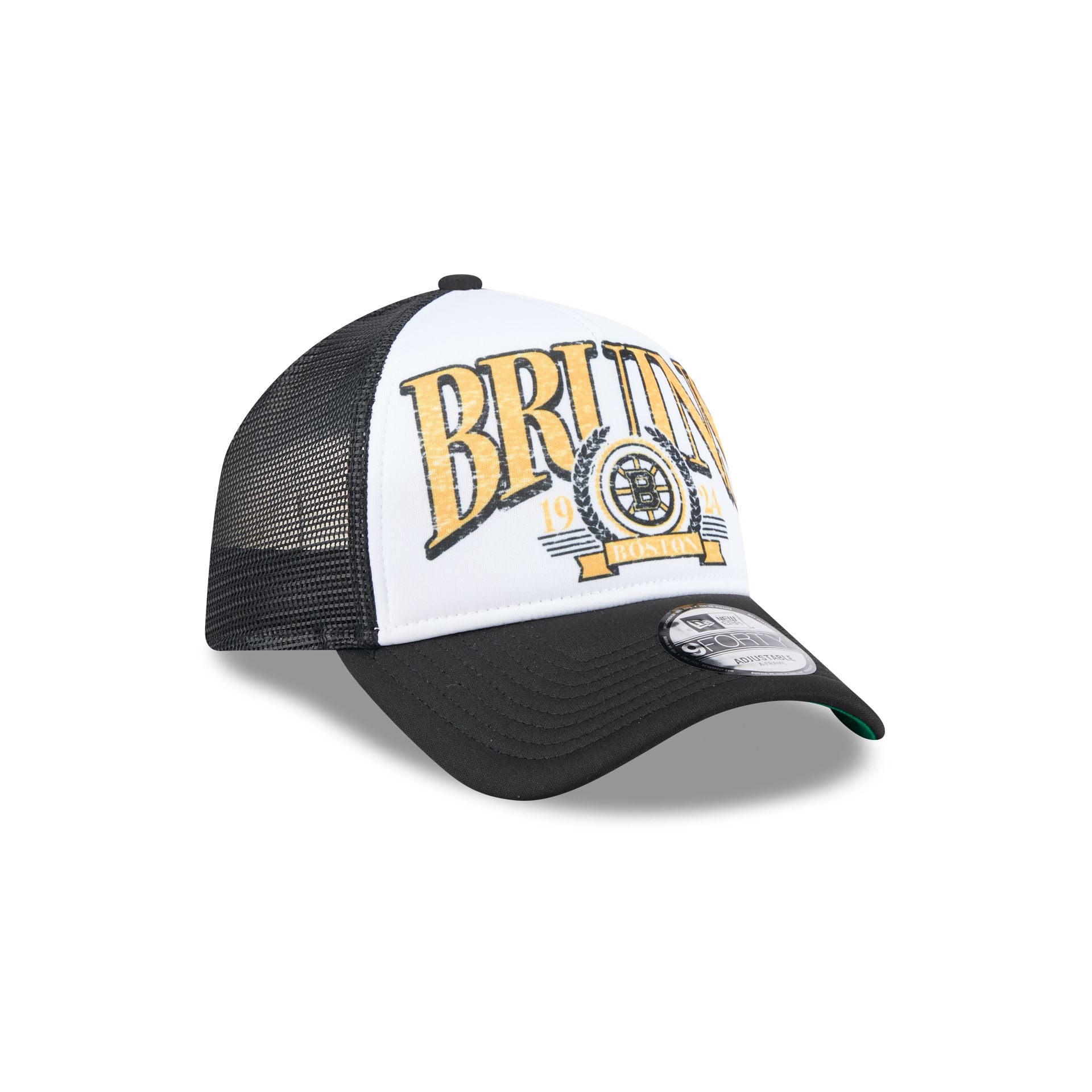 Boston Bruins Distressed 9FORTY A-Frame Trucker Hat - Image 3