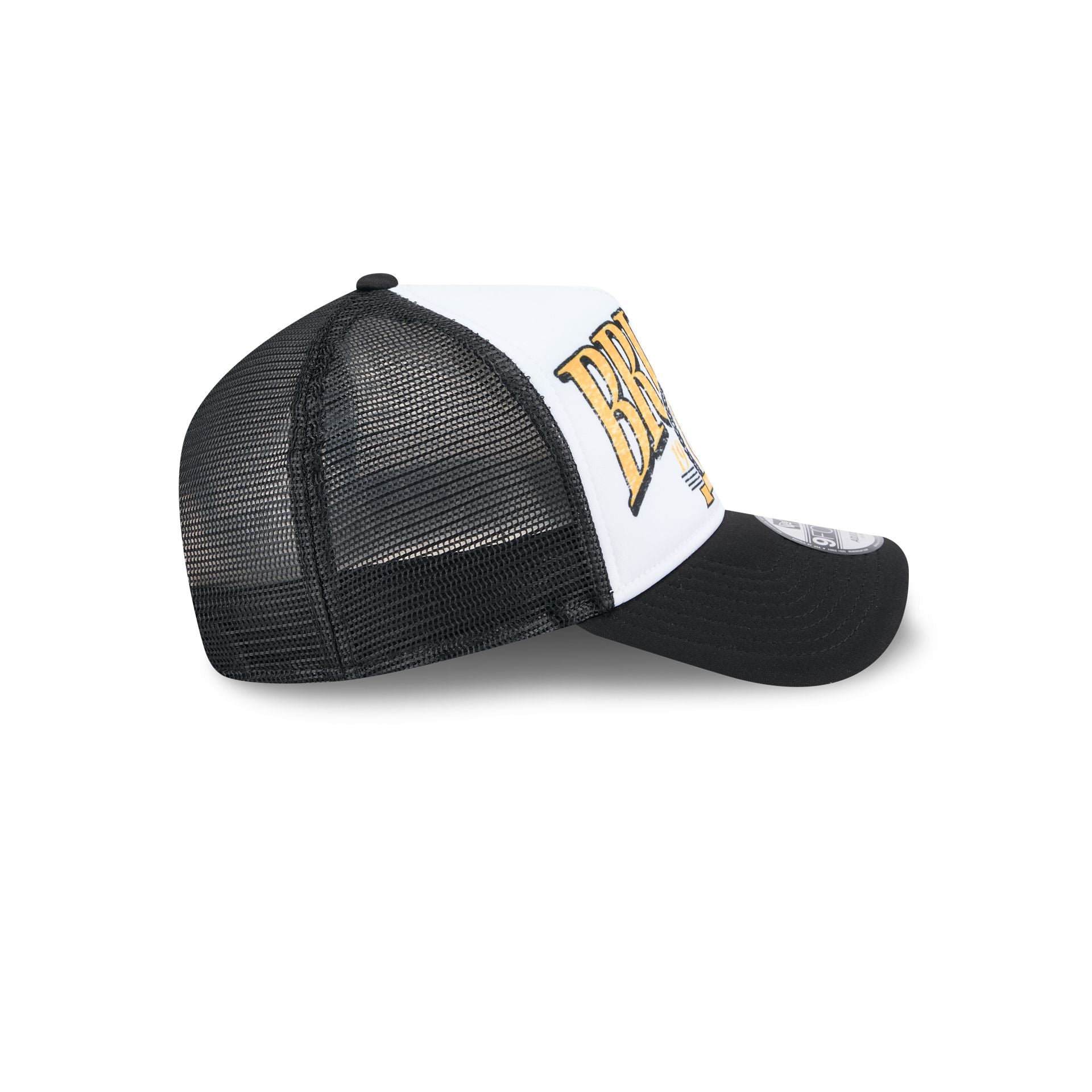 Boston Bruins Distressed 9FORTY A-Frame Trucker Hat - Image 5