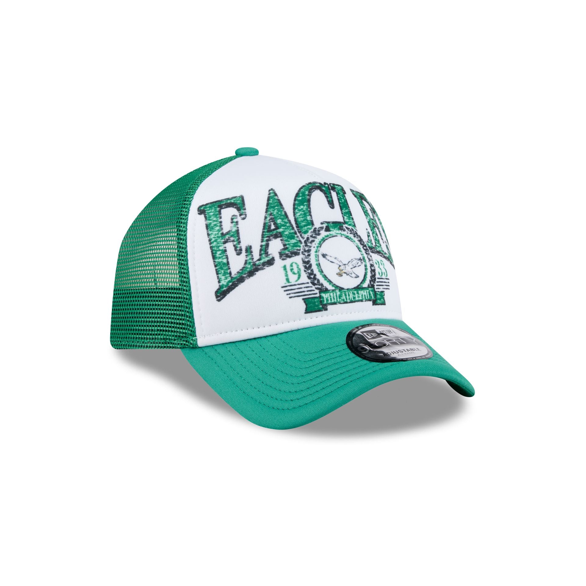 Philadelphia Eagles Distressed 9FORTY A-Frame Trucker Hat - Image 3