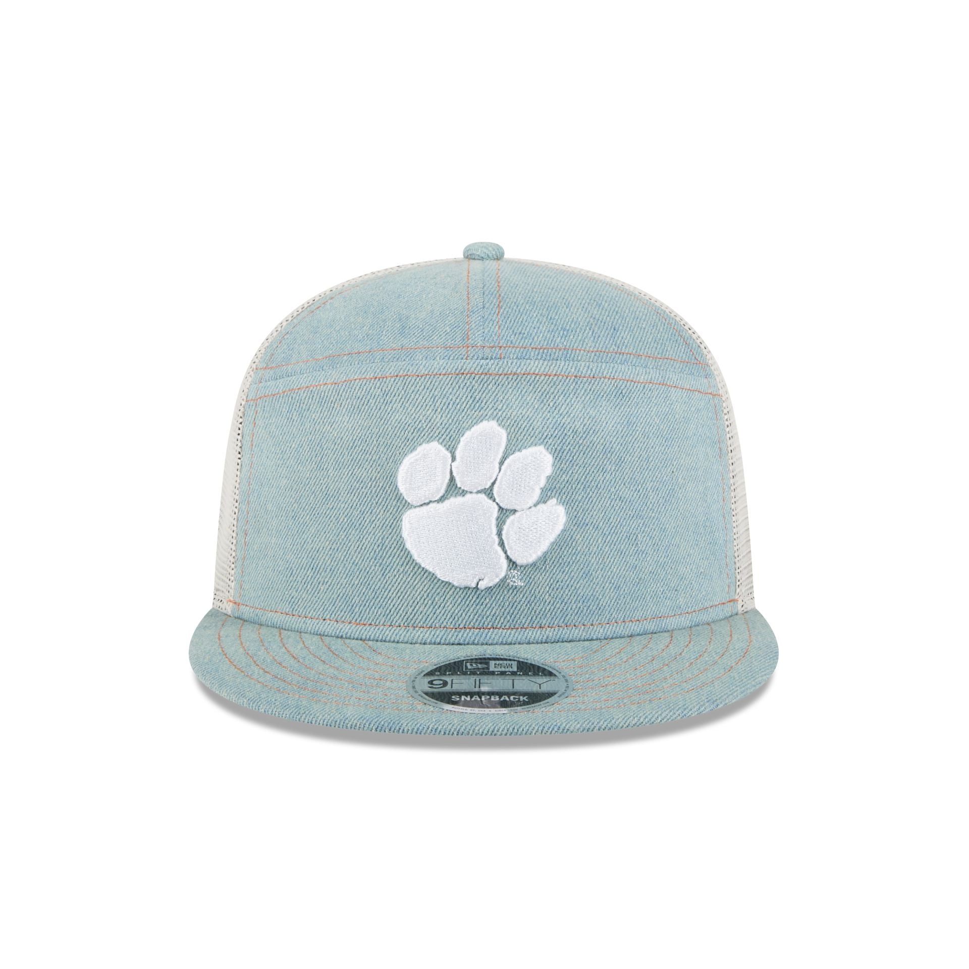 Clemson Tigers Denim Split Panel 9FIFTY Trucker Hat - Image 2