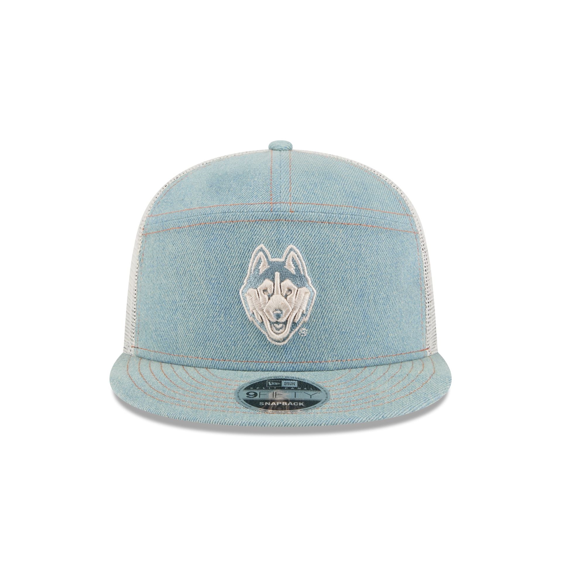 Connecticut Huskies Denim Split Panel 9FIFTY Trucker Hat - Image 2