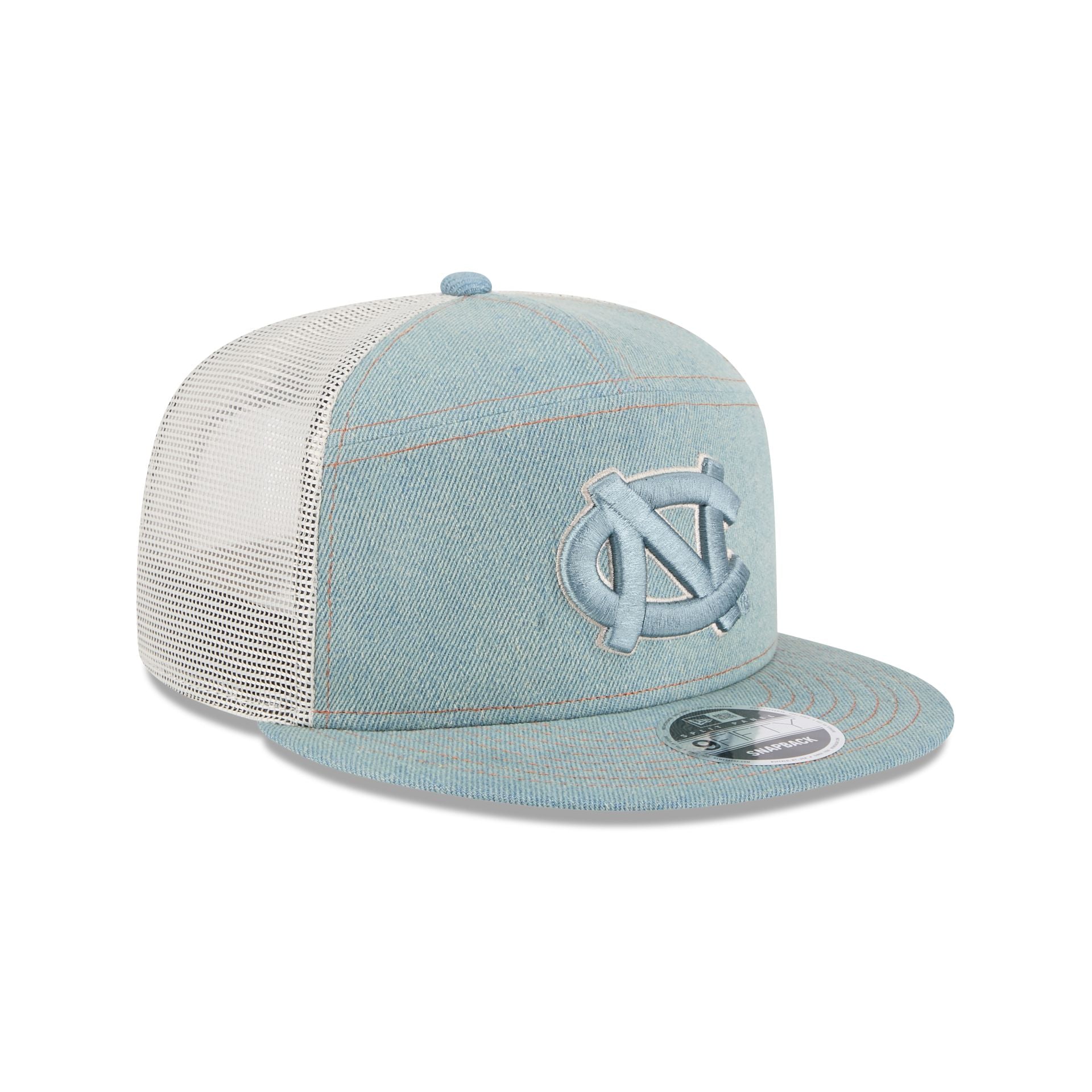 North Carolina Tar Heels Denim Split Panel 9FIFTY Trucker Hat - Image 3