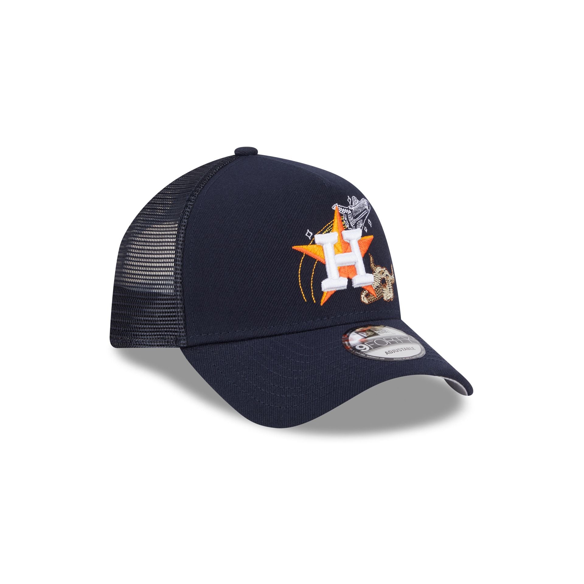 Houston Astros State Stitch 9FORTY A-Frame Trucker Hat - Image 3