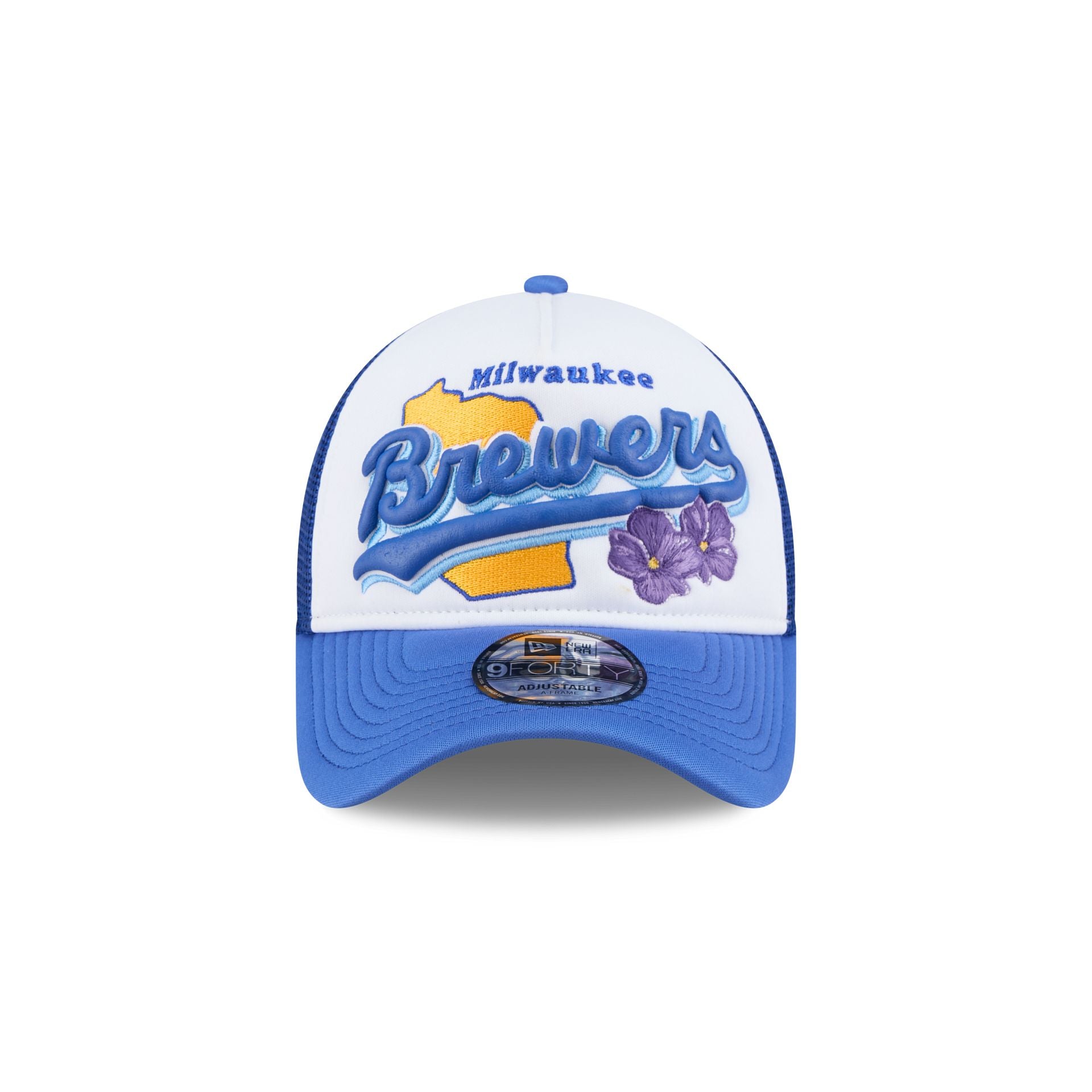 Milwaukee Brewers State Flower 9FORTY A-Frame Trucker Hat - Image 2