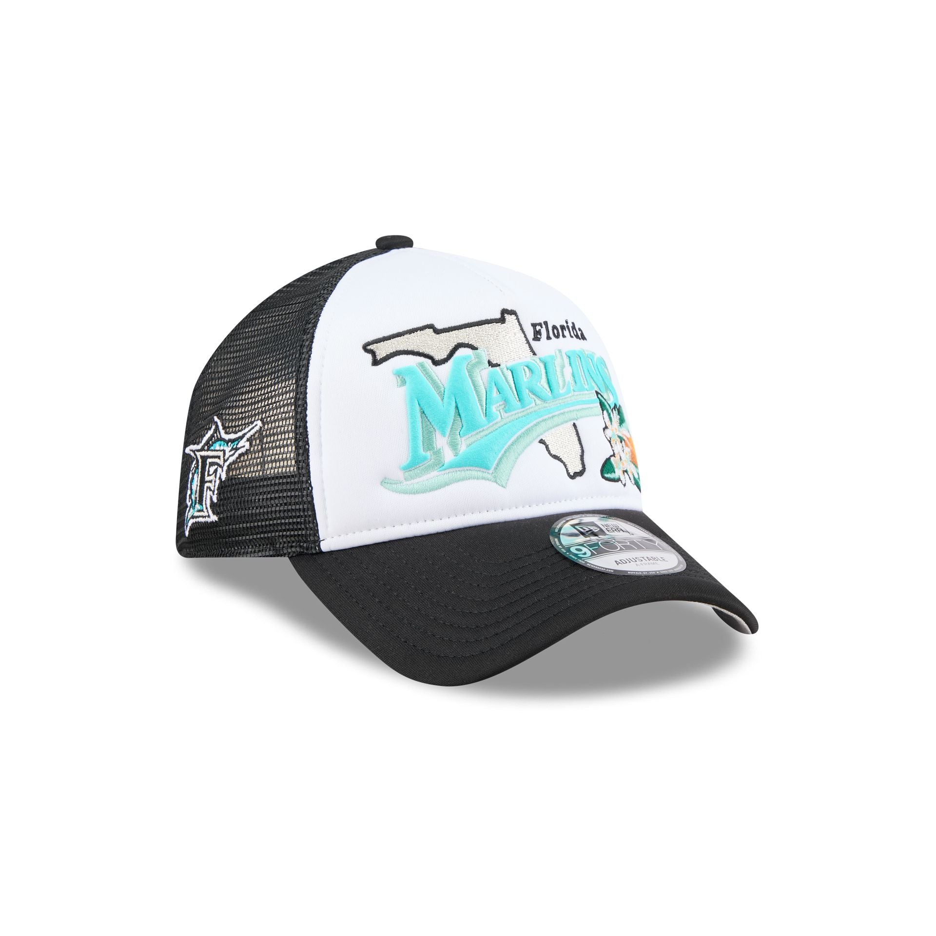 Miami Marlins State Flower 9FORTY A-Frame Trucker Hat
