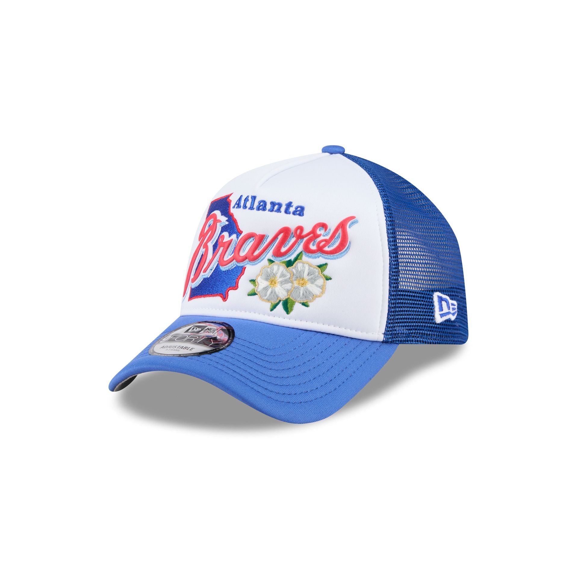 Atlanta Braves State Flower 9FORTY A-Frame Trucker Hat - Image 3