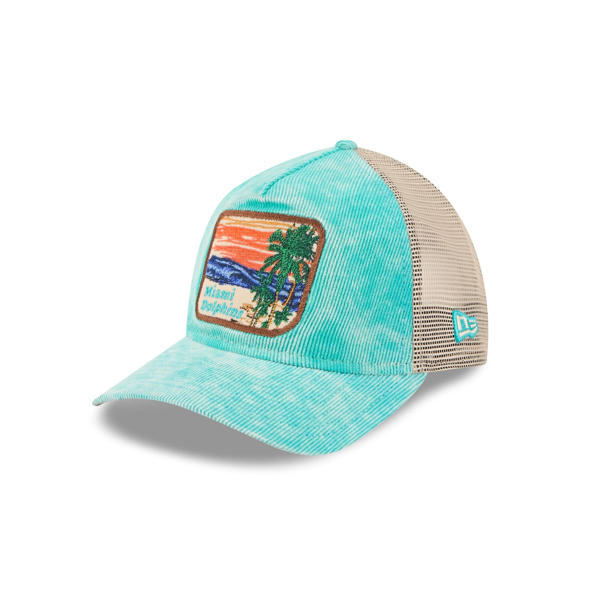 Miami Dolphins Vintage Landscape 9TWENTY A-Frame Trucker Hat - Image 3