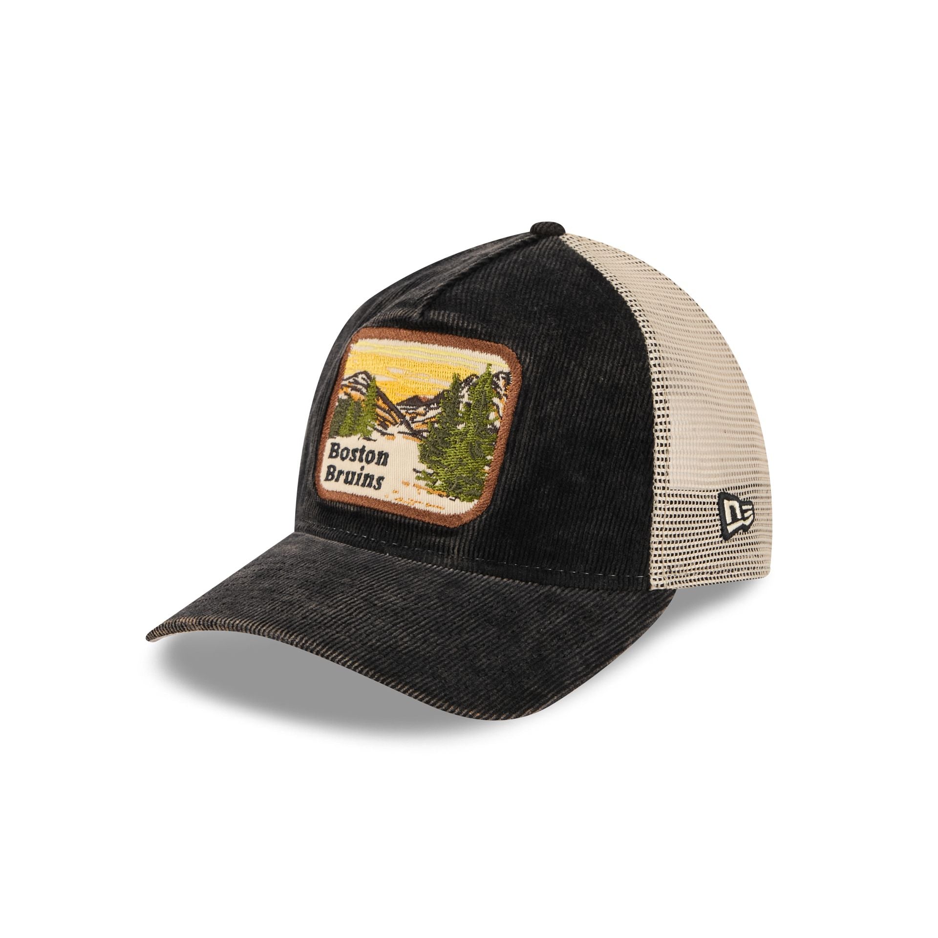 Boston Bruins Vintage Landscape 9TWENTY A-Frame Trucker Hat - Image 3