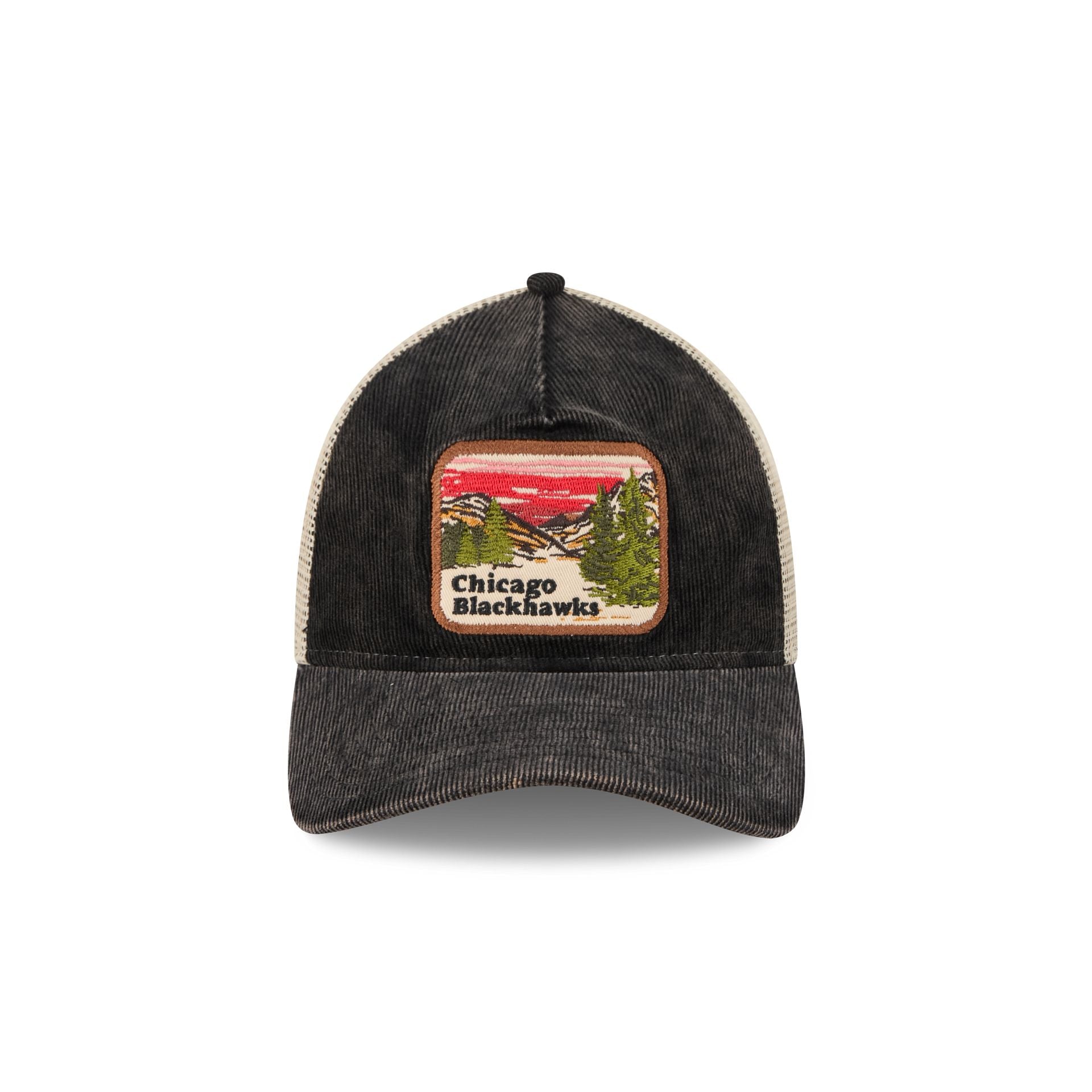 Chicago Blackhawks Vintage Landscape 9TWENTY A-Frame Trucker Hat - Image 2