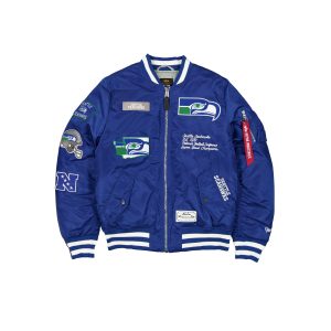 Alpha Industries x Seattle Seahawks Historic Blue MA-1 Bomber Jacket