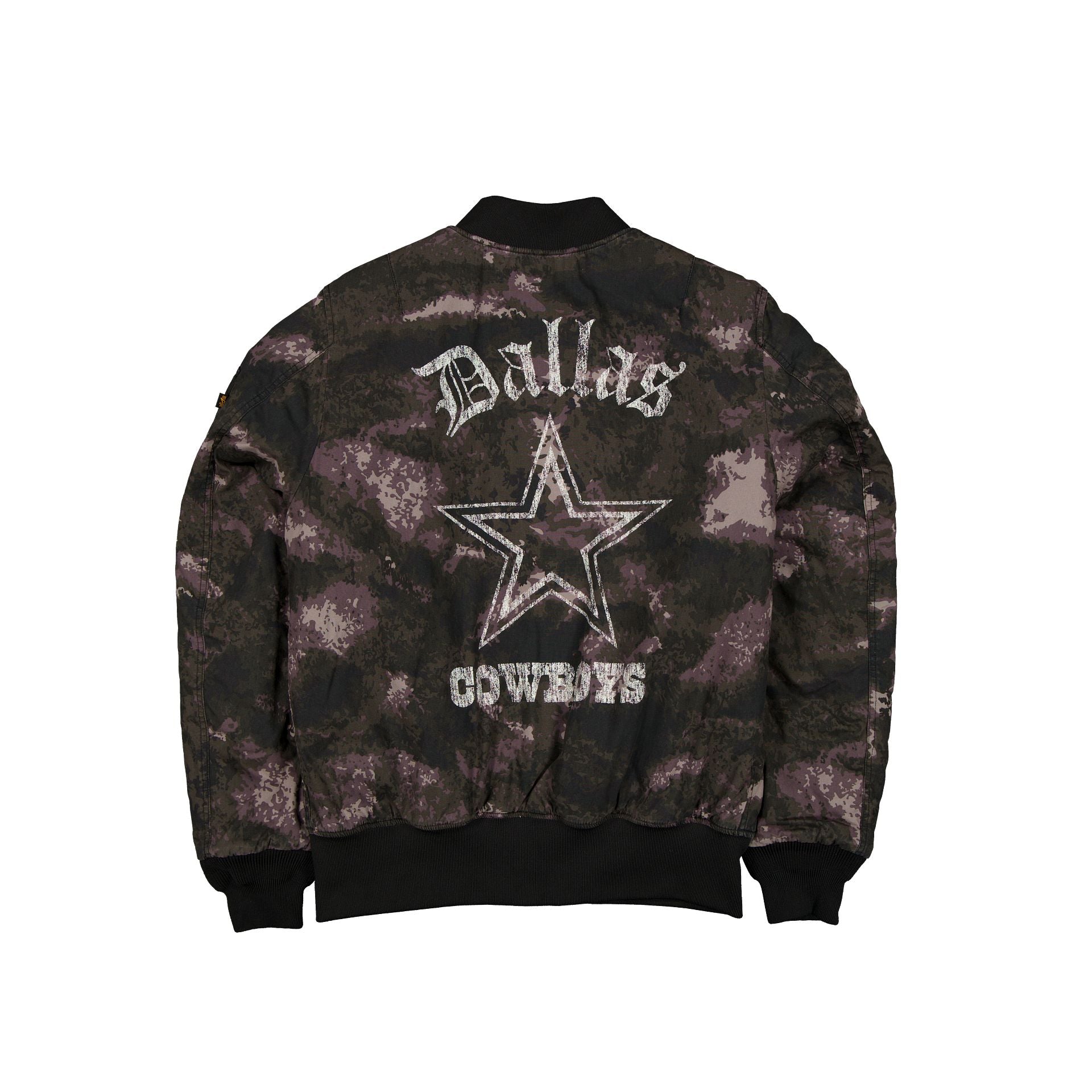 Alpha Industries x Dallas Cowboys Black Camo MA-1 Bomber Jacket - Image 3