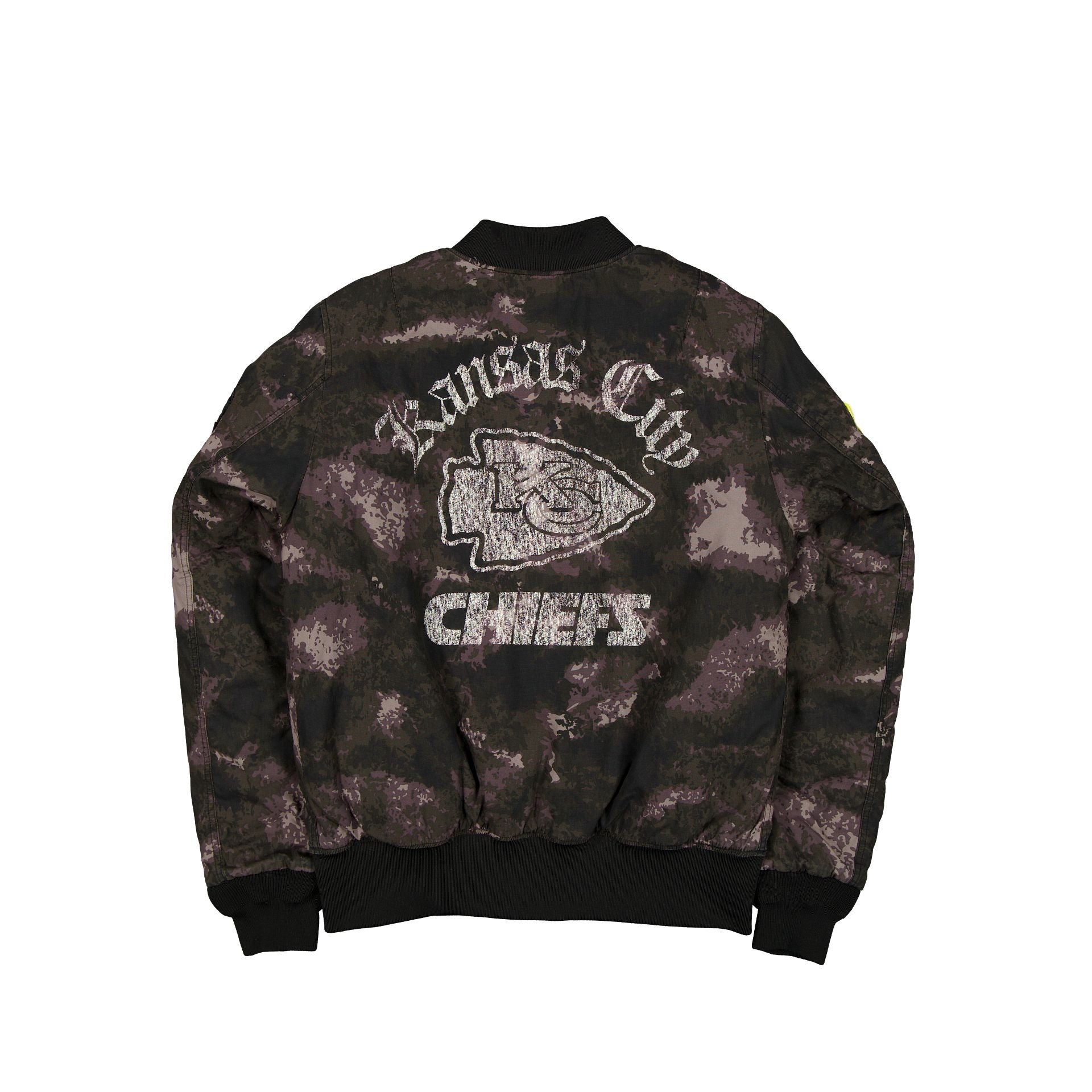 Alpha Industries x Kansas City Chiefs Black Camo MA-1 Bomber Jacket - Image 3