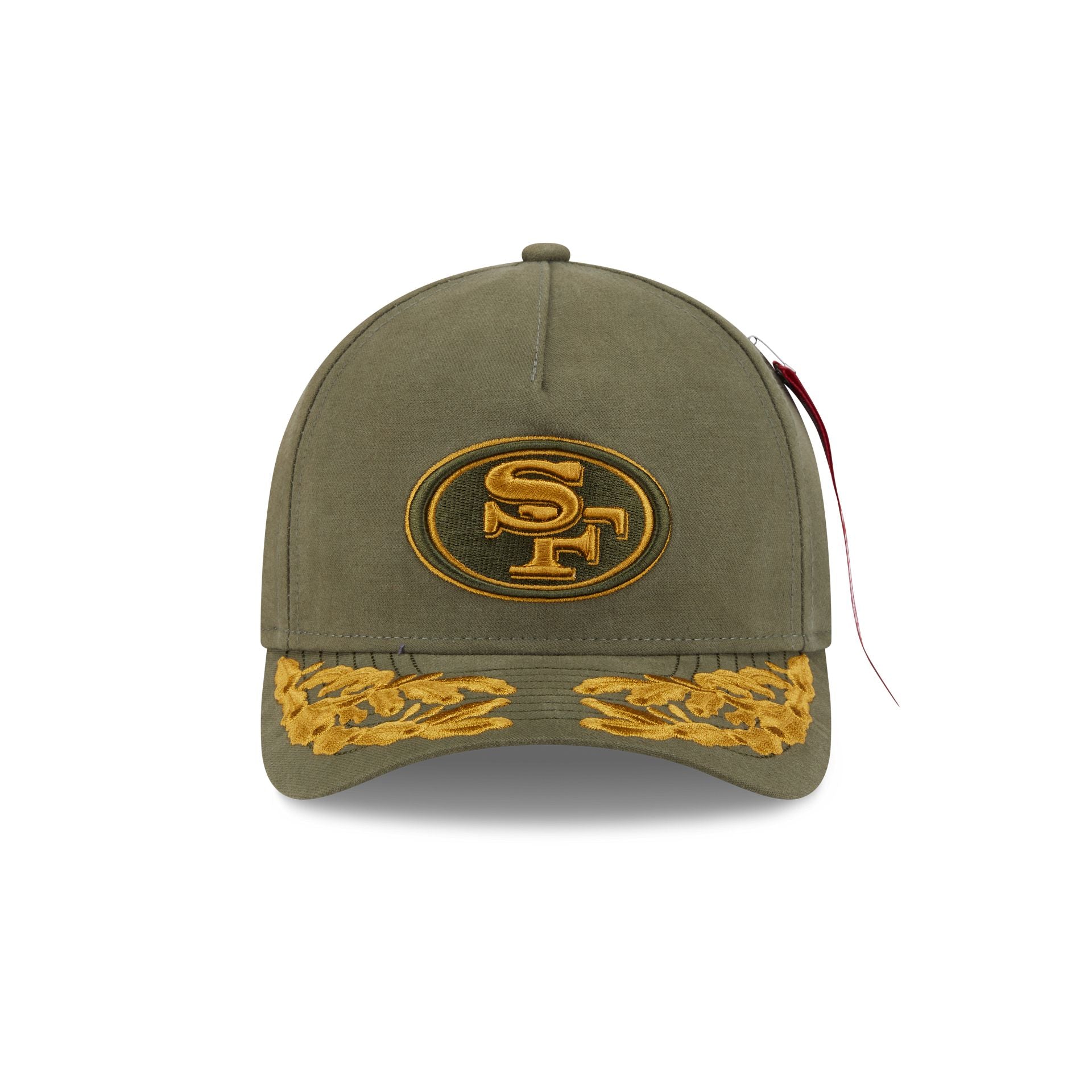 Alpha Industries x San Francisco 49ers Olive Green 9FORTY M-Crown A-Frame Snapback Hat - Image 2