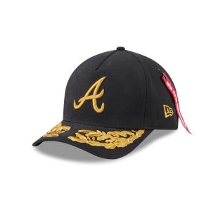 Alpha Industries x Atlanta Braves Black 9FORTY M-Crown A-Frame Snapback Hat
