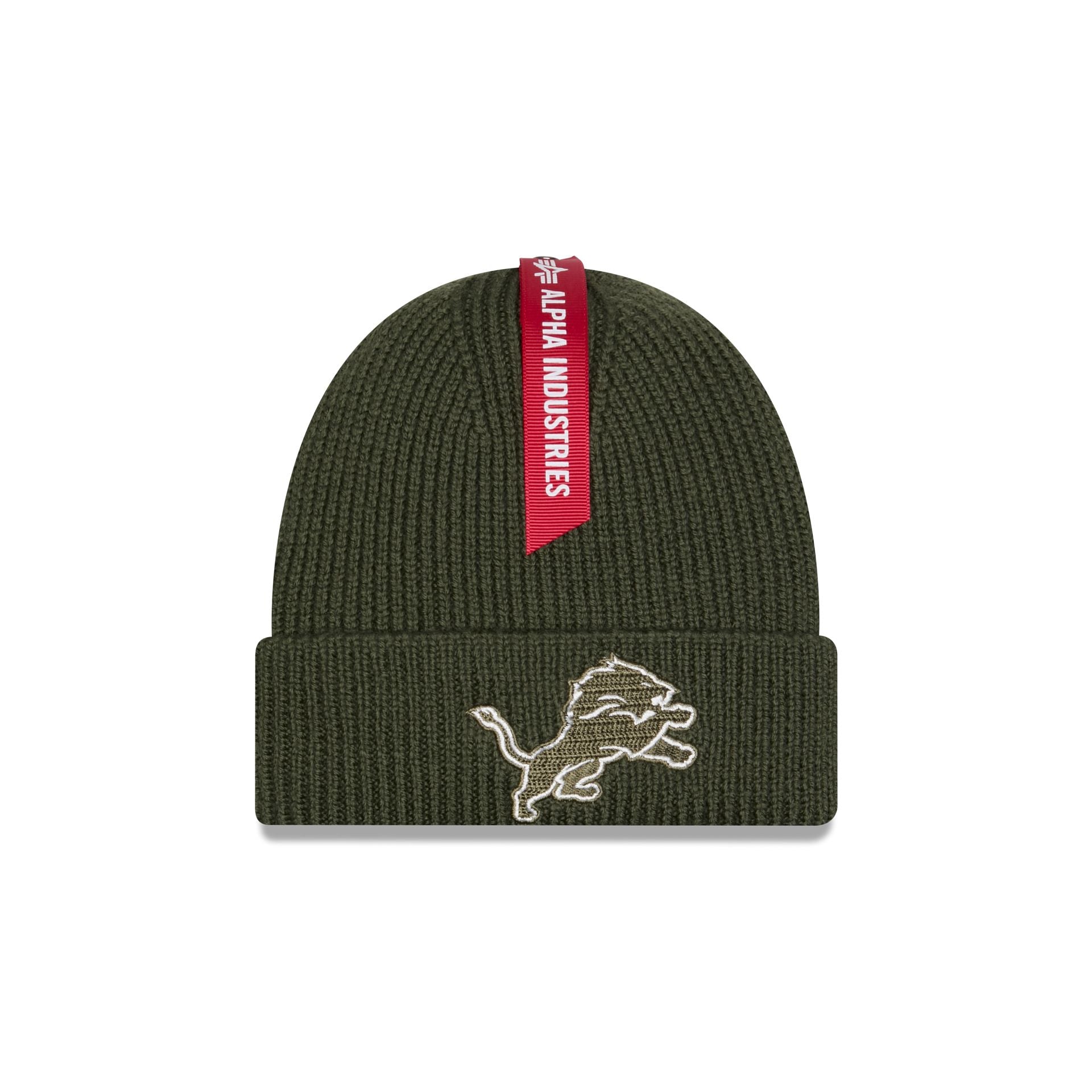 Alpha Industries x Detroit Lions Olive Green Cuff Knit Hat