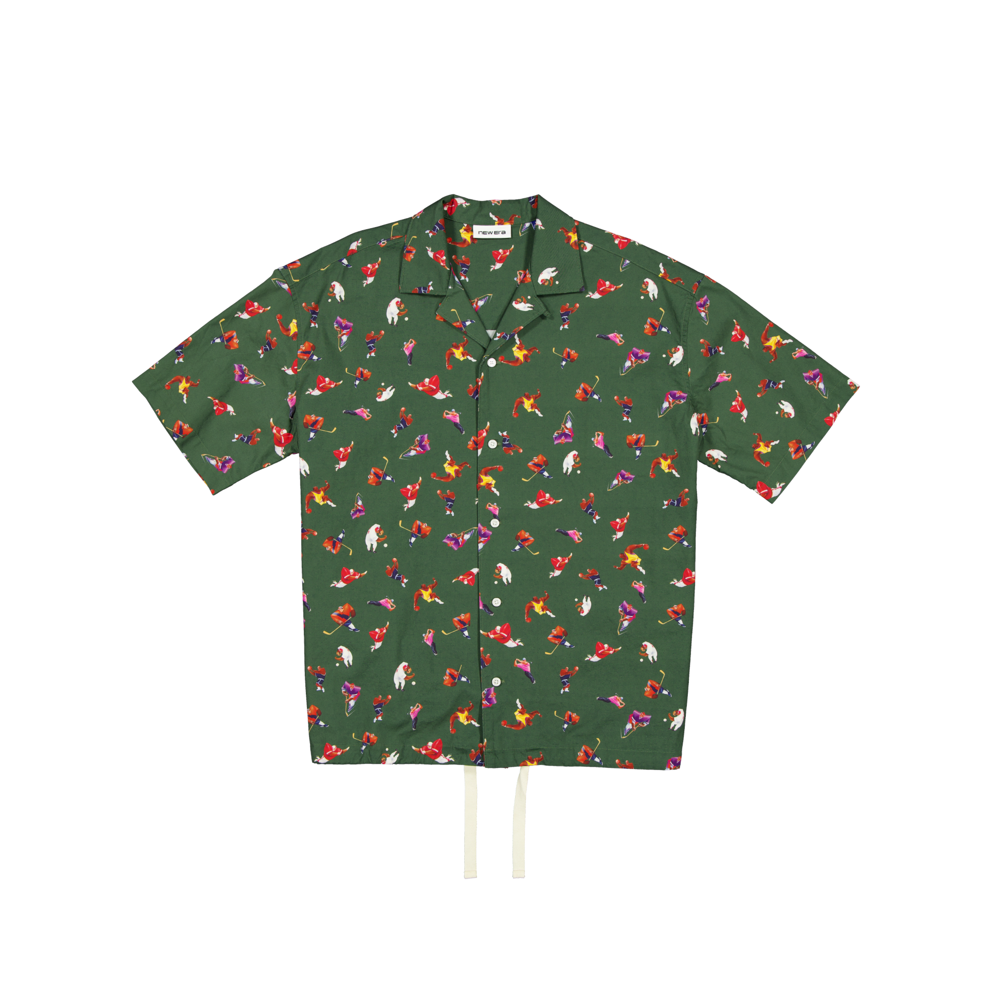 New Era Branded Resort Green Bark Open Collared Shirt - Image 2