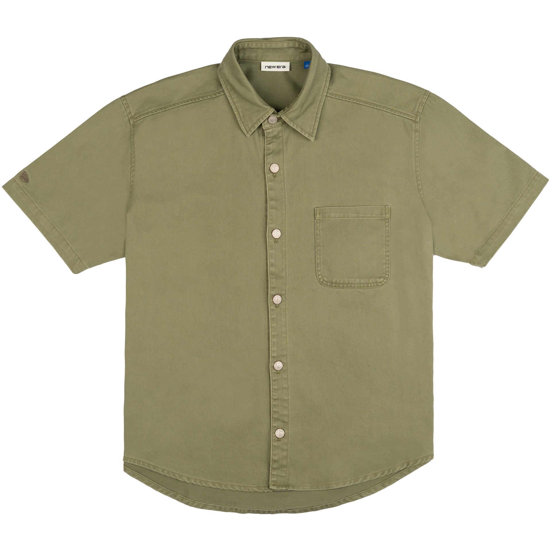 New Era Branded Ellicott Green Bark Twill Half Sleeve Button Up Shirt - Image 2