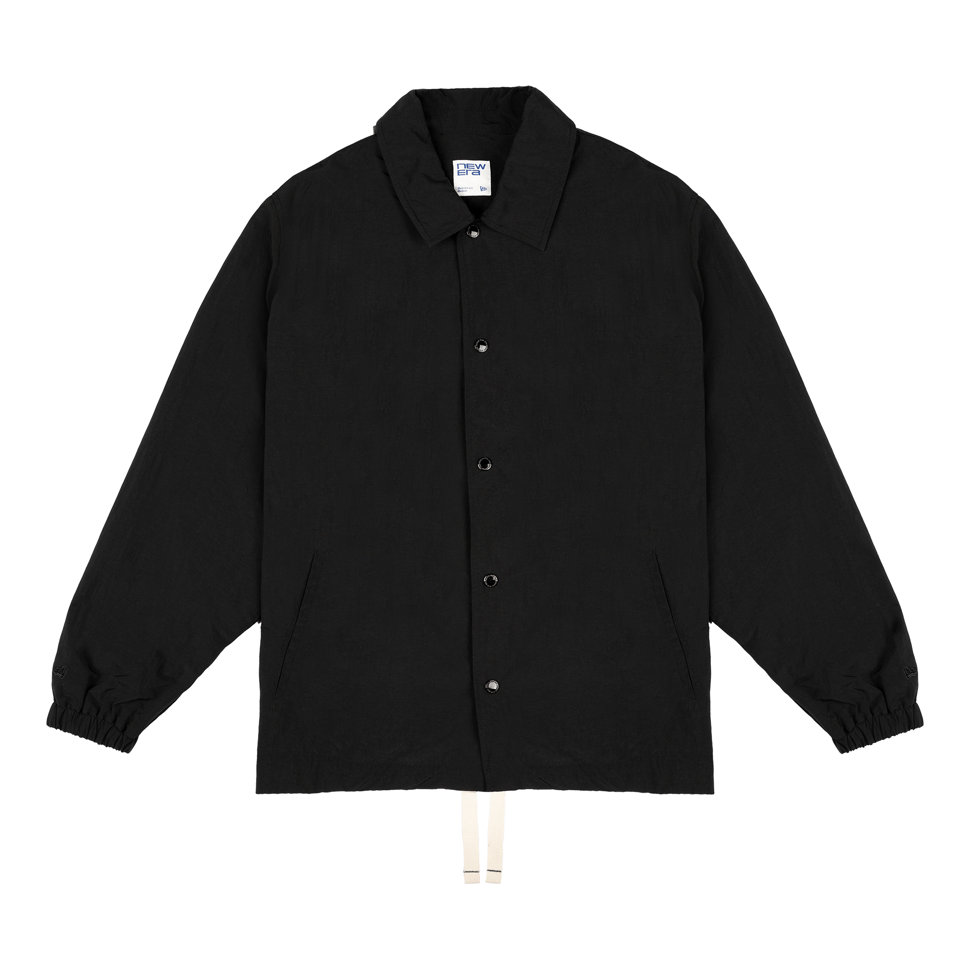 New Era Branded Ripstop Script Nylon Black Coach's Jacket