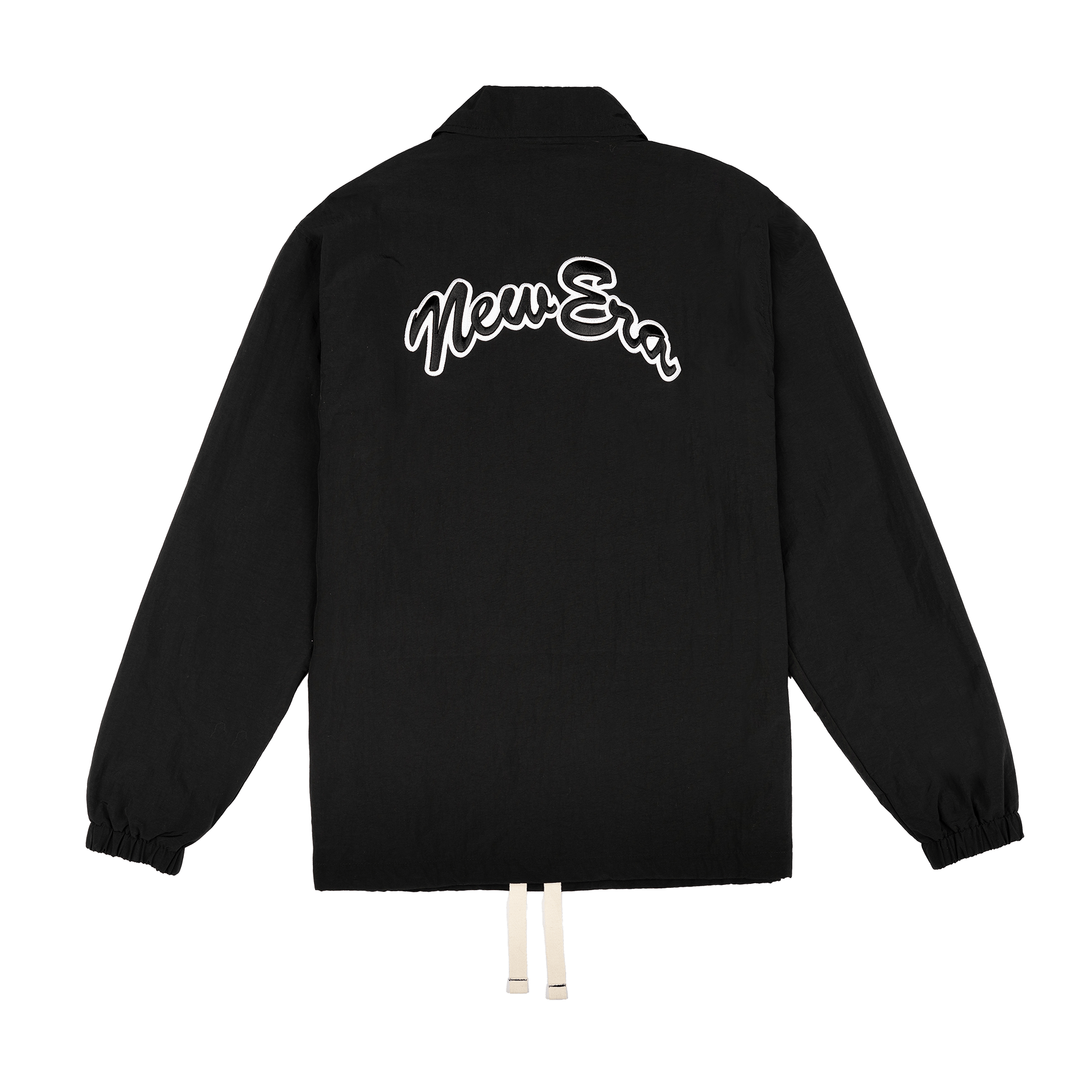 New Era Branded Ripstop Script Nylon Black Coach's Jacket - Image 2