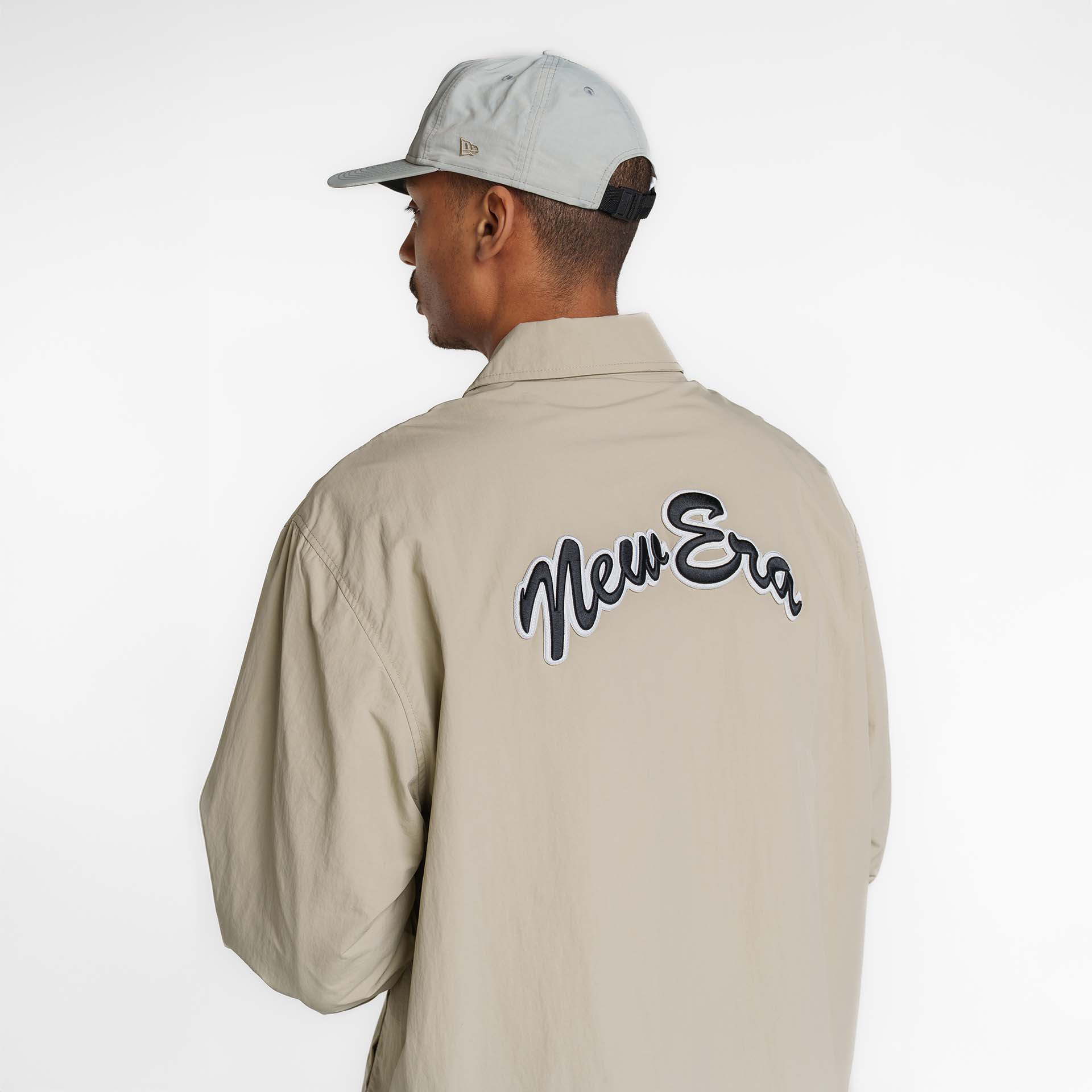 New Era Branded Ripstop Script Nylon Abbey Stone Coach's Jacket