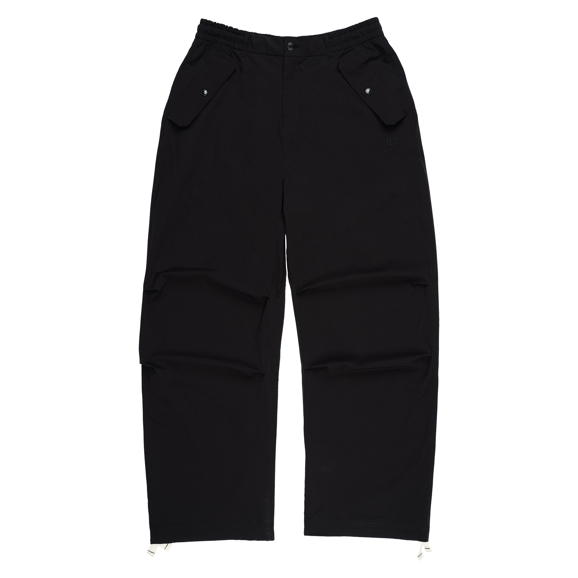 New Era Branded Nylon Military Black Cargo Pants