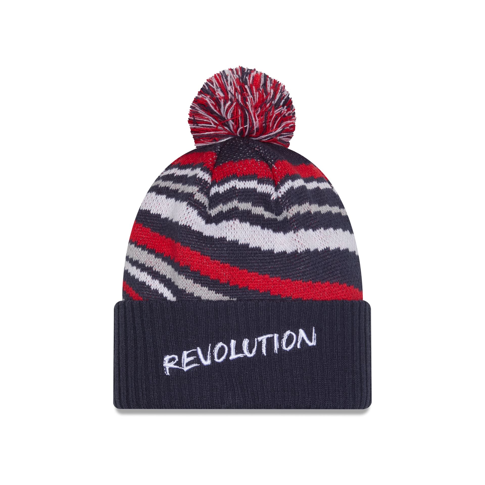 New England Revolution 2025 Jersey Hook Multicolor Pom Knit Hat - Image 3