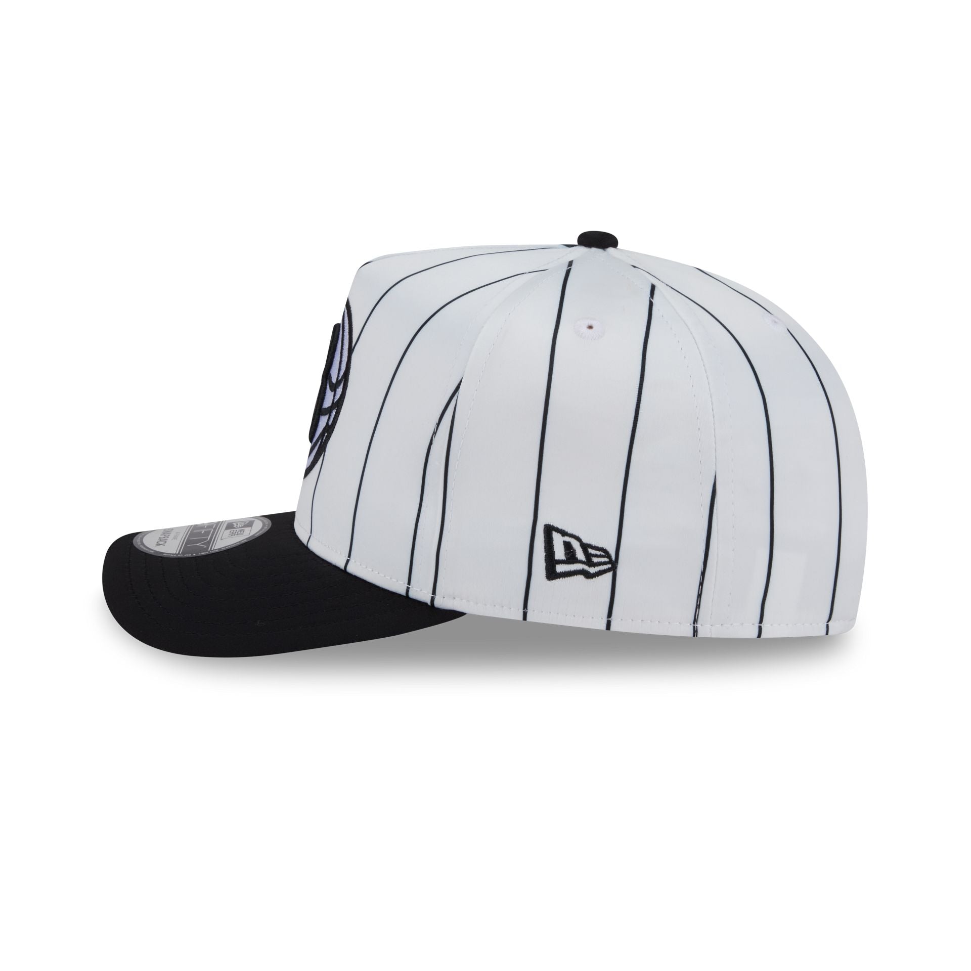 Brooklyn Nets Satin Pinstripe 9FIFTY A-Frame Snapback Hat - Image 4
