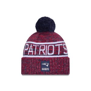 New England Patriots 2025 Sideline Cold Weather Pom Knit Hat