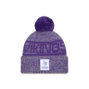 Minnesota Vikings 2025 Sideline Cold Weather Gray Pom Knit Hat