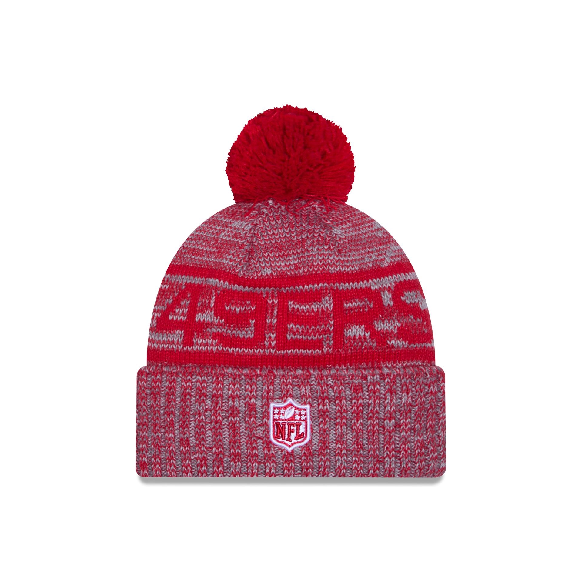 San Francisco 49ers 2025 Sideline Cold Weather Gray Pom Knit Hat - Image 3