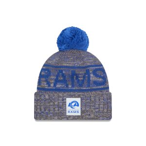 Los Angeles Rams 2025 Sideline Cold Weather Gray Pom Knit Hat