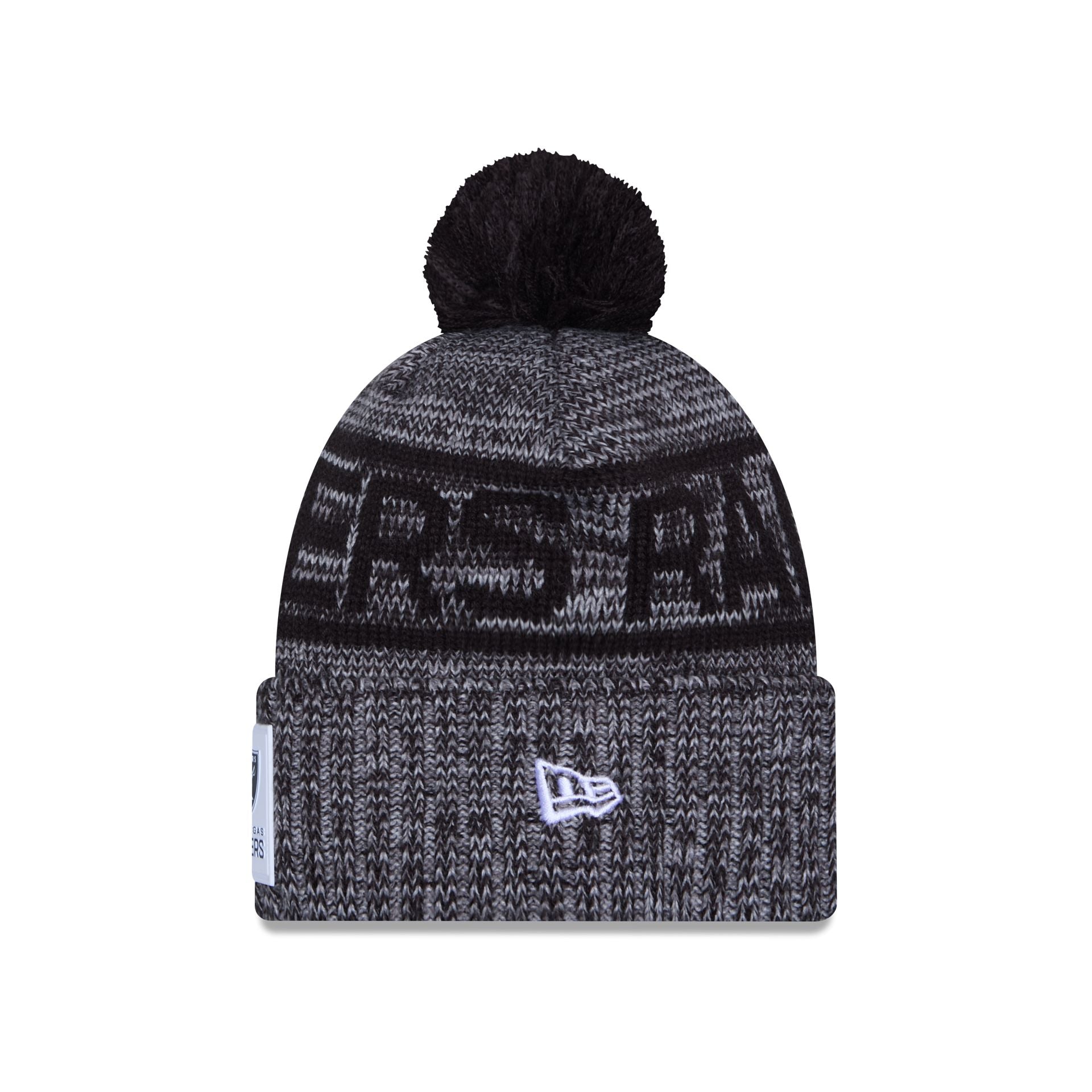 Las Vegas Raiders 2025 Sideline Cold Weather Gray Pom Knit Hat - Image 2
