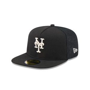 New York Mets Black Mesh 59FIFTY A-Frame Fitted Hat