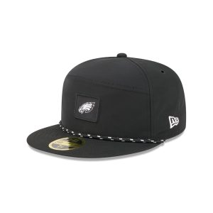 Philadelphia Eagles Black Poly Rope Split Panel 59FIFTY Fitted Hat