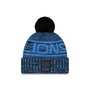 Detroit Lions 2025 Sideline Cold Weather Black Pom Knit Hat