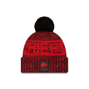 Kansas City Chiefs 2025 Sideline Cold Weather Black Pom Knit Hat