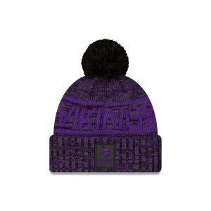 Minnesota Vikings 2025 Sideline Cold Weather Black Pom Knit Hat