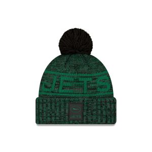 New York Jets 2025 Sideline Cold Weather Black Pom Knit Hat