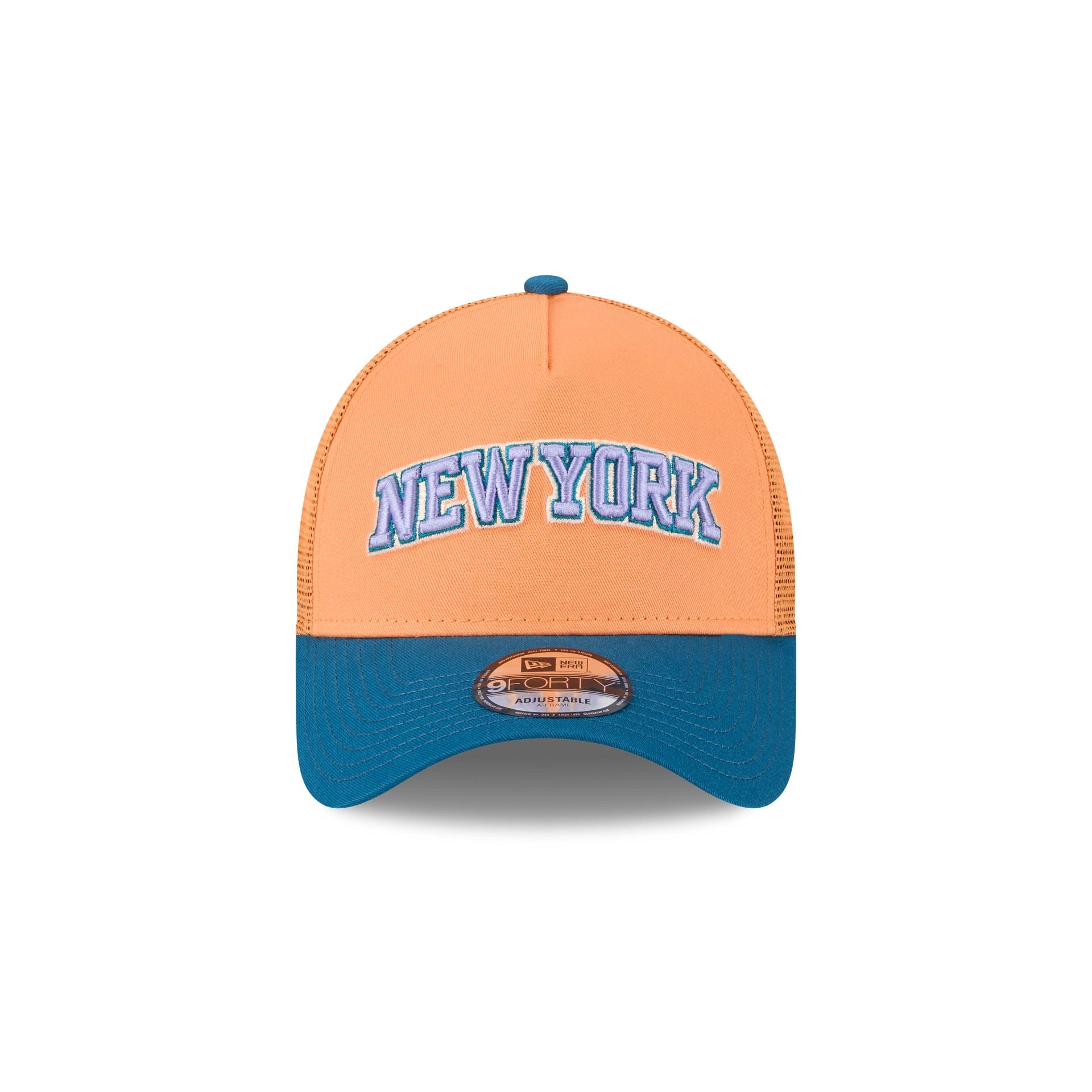New York Knicks Orange Glaze 9FORTY A-Frame Trucker Hat - Image 2