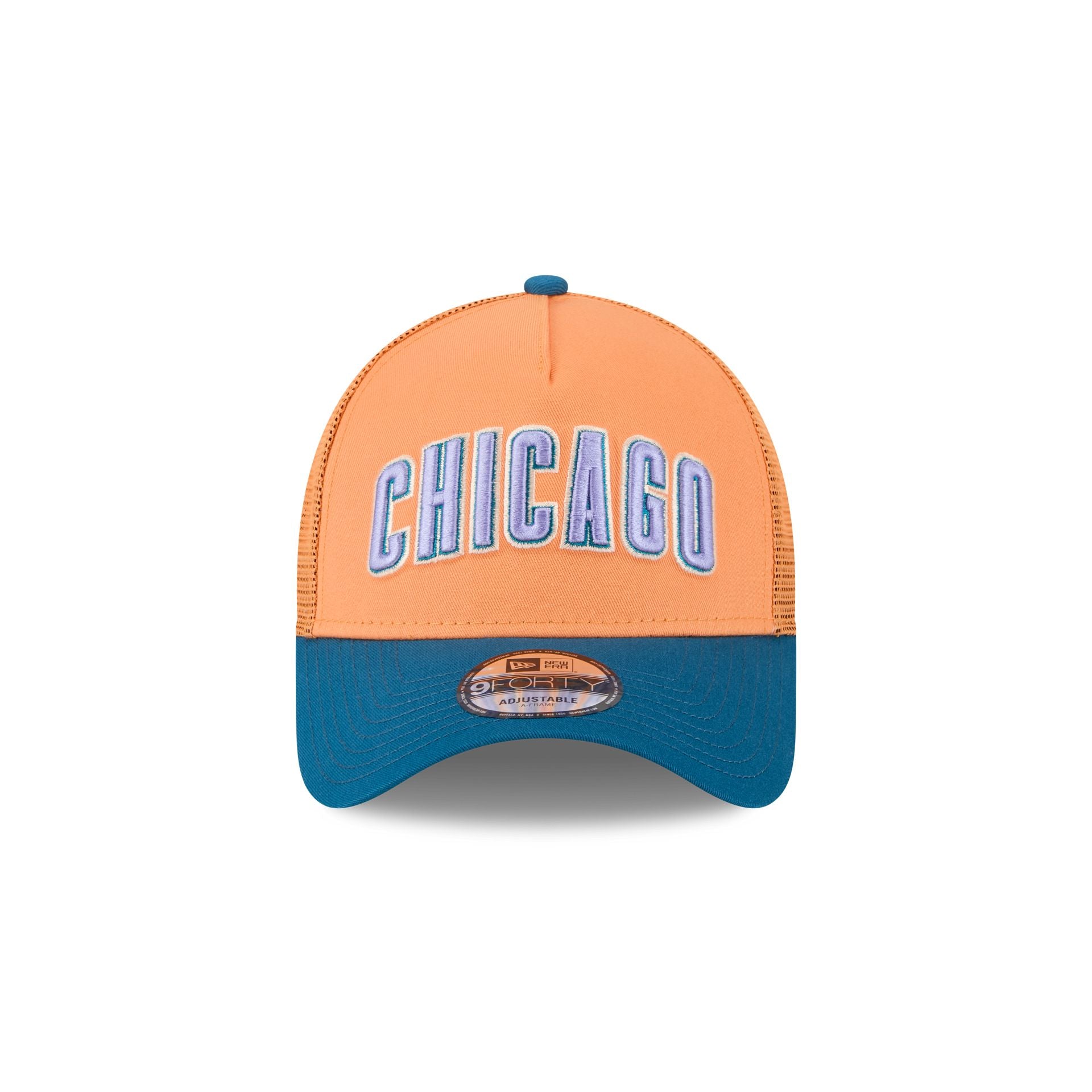 Chicago Cubs Orange Glaze 9FORTY A-Frame Trucker Hat - Image 2