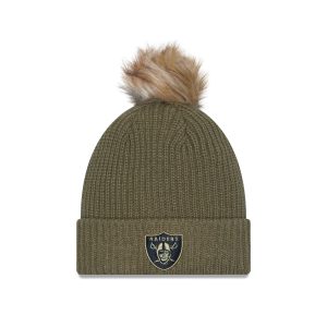 Las Vegas Raiders 2025 Salute to Service Women's Pom Knit Hat