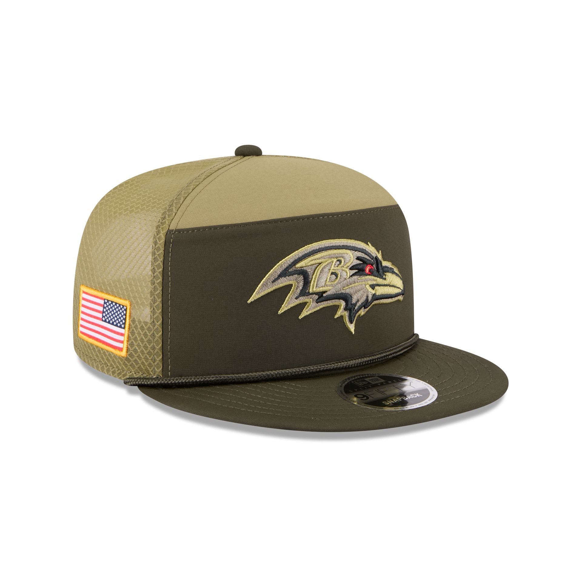 Baltimore Ravens 2025 Salute to Service Split Panel 9FIFTY Trucker Hat