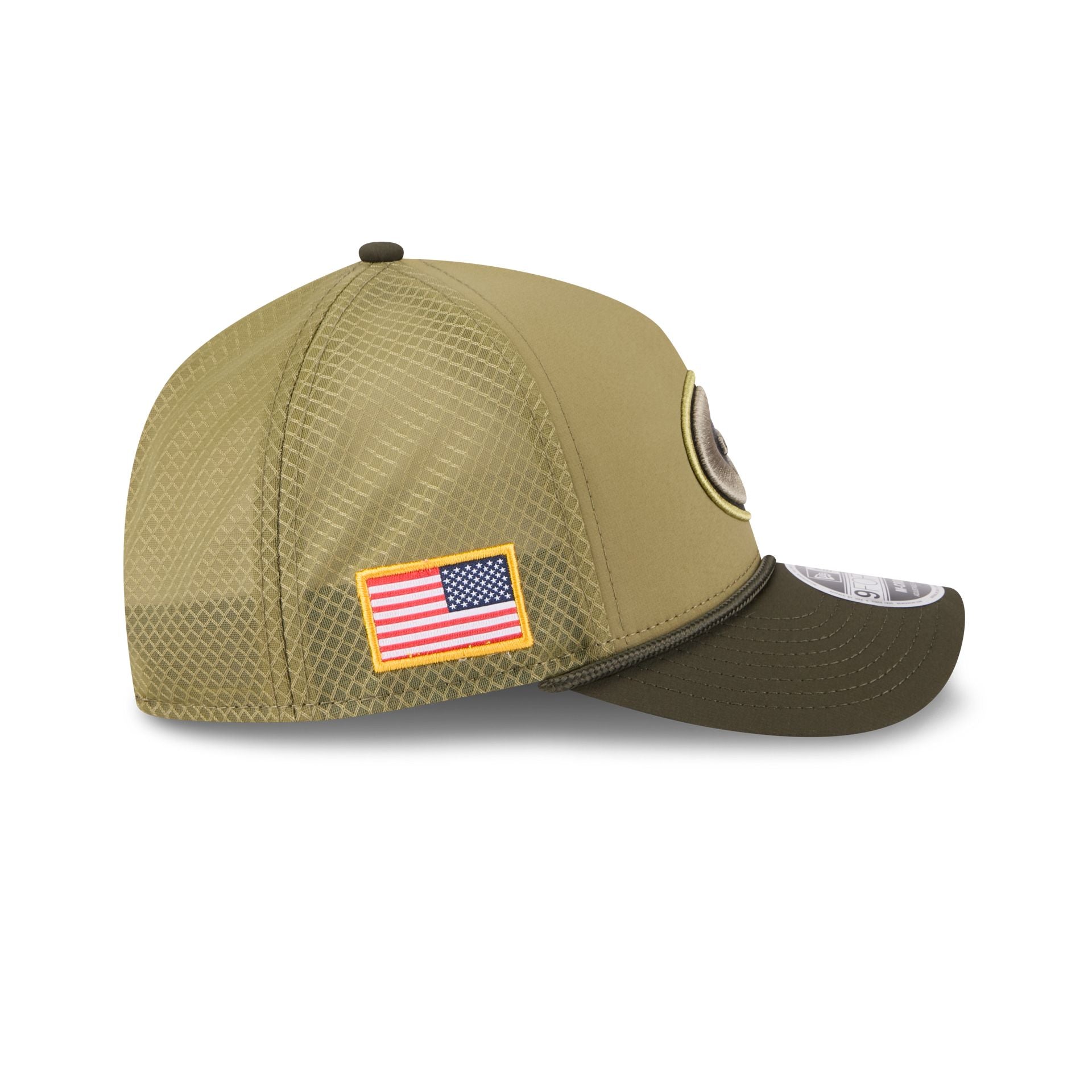 Green Bay Packers 2025 Salute to Service 9FORTY M-Crown A-Frame Trucker Hat - Image 4